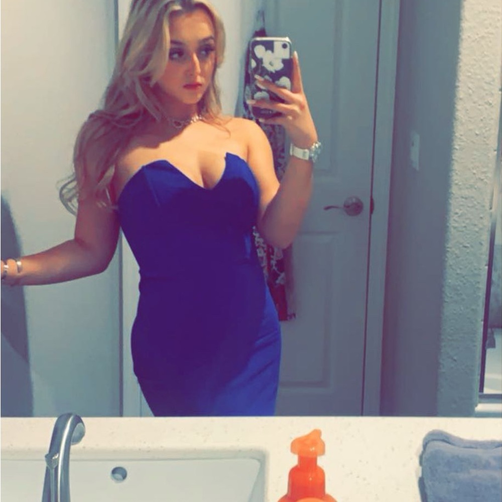 Stella Laguna Beach Blue Bodycon Strapless Dress Sweetheart Neckline
